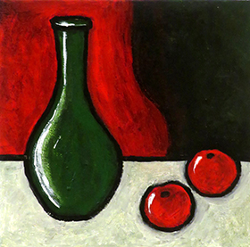 Green Bottle with Red Fruit by Ali Walker (after Theo)